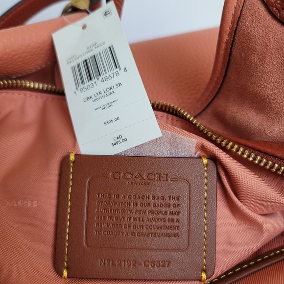 COACH Lori Soft Pebble Leather Colorblock Shoulder Bag- Light Coral Multi🎈⭐ - Picture 16 of 16